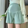 Shorts de Maternidad Finos de Seda Helada de Verano, Anti-Exposición, Talla Grande 100kg Cintura Alta Soporte Abdominal Ajustable Shorts de Seguridad