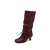 Botas de Moda Femininas Europeias e Americanas de Salto Fino, Botas Femininas Tamanho Extra Grande da Amazon, Sapatos Femininos de Salto Alto para Outono e Inverno, Botas de Couro Tamanho 40-50