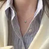 Collar con Colgante de Corazón con Lazo Negro de Plata de Ley S925 para Mujer Estilo Dulce y Fresco Diseño de Nicho de Corea del Sur Cadena para Clavícula de Corazón de Melocotón