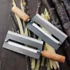 Cuchillo Pelador de Caña de Azúcar de Acero Inoxidable, Uso Comercial Profesional, Mango de Madera Ampliado y Engrosado, Cuchillo Pelador de Piña, Pelador