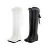 Botas de mujer elegantes con cinta de encaje y cuello de piel, botas altas hasta la rodilla, botas de caballero, plataforma interior de cuña, botas casuales 34-43, botas de comercio exterior