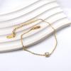 Pulseira Retrô Francesa para Meninas, Design de Nicho Versátil, Joia Geométrica Redonda Dourada com Diamantes, Pulseira de Aço Inoxidável