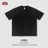 Camiseta Masculina 2025 Verão Retrô Nostálgica Tecido de Fio Duplo Manga Curta Masculina Solta Tamanho Grande Blusa com Manga Patchwork