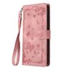 Adequado para Capa de Couro Iphone17 Samsung S25 Carteira com Cartão Embossado Borboleta Fosca Bolsa Lateral Capa Protetora Redmi 15