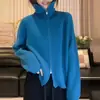 Cardigan Tricotado Kaning Estilo Coreano com Zíper Duplo e Gola Lapela 2026 Novo Estilo Outono e Inverno Solto Estilo Preguiçoso Suéter Macio e Aconchegante para Mulheres