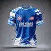 Estación Independiente 2025 Impresión 3D Digital Aniversario 250 de EE. UU. Manga Corta Cuello Redondo Casual Cómodo Ajuste Holgado Camiseta