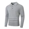 Suéter de tricô liso com gola polo para outono e inverno, masculino, moderno, estiloso, pulôver casual, camisa base elegante