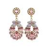 Brincos de Vidro Vintage com Studs de Diamante Redondos em Prata, Brincos de Luxo Leve de Alta Qualidade, Acessórios de Orelha Femininos Estilosos e Modernos