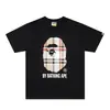 Camisetas de Marca de Moda Transfronteriza para Parejas para Hombres y Mujeres, Camiseta de Manga Corta con Cuello Redondo y Letras Digitales para Hombre, Cabeza de Mono Bape, Camiseta de Manga Corta para Mujer de Comercio Exterior