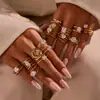 Anillo de Acero Inoxidable con Circonita Incrustada Estilo de Moda Transfronterizo Chapado en Oro de 18K Lujo Accesible Anillo de Acero de Titanio Joyería de Mano Ajustable