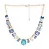 Collar Europeo y Americano Exagerado Elegante de Diamante Completo Piedras Preciosas Coloridas Moda Banquete Collar Súper Brillante Lujo Accesible Accesorios de Estrella Femenina