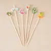 Espetinhos de Frutas com Tema de Praia de Verão, Palitos de Bambu para Cocktail em Formato de Desenho Animado, Decorações para Bandeja de Sobremesas de Festa na Beira-Mar
