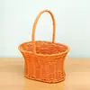 Cesta de Flores de Festival Rattan Sintético Palha Nova Cesta Tecida Pura Cesta de Flores Portátil Flor Seca Flor Arranjo de Flores Arte Floral Acompanhamento Cerimônia