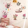 Brup Adesivo de Parede Gato Coração Curativo Decoração de Parede de Fundo para Quarto Infantil Adesivo Decorativo Removível Br4727C