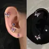 Colección de Clavos para Hélice de Oreja Morado Dream Acero de Titanio Pendientes Fondo Plano Espiral Clavos Cocleares Pendientes de Clavos para Hélice de Oreja Morados