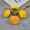 Botões de Rosa de Seda Artificial com Folhas, Flores de Botão de Chá, Acessórios de Flor para Pente de Ópera, Arranjo de Flores