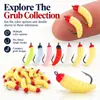 Gusano de Pan Cabeza Roja con Anzuelo Gusano Biónico Bure Cebo Suave Luya Cebo Falso Anzuelo para Carpa Carpa Herbívora Pequeños Accesorios