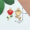 Acessórios DIY Série Vermelha Material de Liga Flor Clássica Brincos Pulseira Chaveiro Pingente