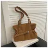 Hebilla de Cinturón Texturizada Retro 2026 Nueva Bolso Tote Casual de Gamuza Simple para Hombro Cruzado de Axila para Mujer