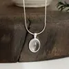 Collar Hueso de Serpiente Ovalado Esmaltado de Plata de Ley 925 para Mujer, Simple, Lujo Accesible, Elegante de Gama Alta, Cadena para Clavícula que No se Desvanece 7292A