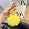 Pelo de Zorro Real Muñeca Dormilona Colgante Accesorios de Muñeca Llavero de Muñeca Dormilona Colgante de Felpa Colgante para Bolso