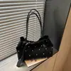 Bolsa de ombro tote para o dia a dia com poás, estilo vintage, grande capacidade, bolsa casual feminina da moda, novidade outono e inverno 2026