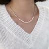 Collar francés de dos cuentas con perla natural de plata esterlina S925, diseño para mujer, ligero, de lujo, elegante, estilo coreano.