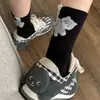 Calcetines Blancos para Mujer, Calcetines de Media Pantorrilla, Verano Algodón Puro Dibujo Animado Grises Largos, Primavera y Otoño Lindos Calcetines de Gato Huevo, Antibacterianos