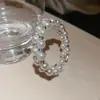 Pulseira Aberta de Pérolas Dupla Camada Cravejada com Diamantes, Pulseira Estilo Palácio Retro Francês, Luxo Leve, Alta Qualidade, Joia de Mão Elegante
