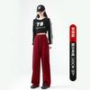 Pantalones de Chándal Ankesela Plátano Rojo para Mujer Otoño e Invierno Forrados de Polar Nuevos de Tiro Alto Pierna Ancha Rectos Casuales Versión Estrecha Pantalones Hoz