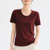 Camiseta Tencel Lyocell Manga Corta Cuello en U 2026 Máscara Estilosa Casual Elástica Secado Rápido Verano 1688 Top para Mujer
