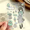 Boneca vintage fofa de dia ensolarado, adesivo de menina colhendo cogumelos, decoração de telefone à prova d'água DIY de desenho animado, Guka CCD