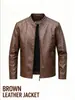 Jaqueta de Couro para Motociclista Masculina Europeia e Americana com Gola Alta, Jaqueta de Couro PU Slim Fit, Roupa Exterior Casual de Outono e Inverno, Estilo de Comércio Exterior Transfronteiriço