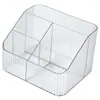 Organizador de cosméticos transparente con compartimentos, caja de almacenamiento de escritorio para artículos de tocador, productos de cuidado de la piel, labiales y otros artículos diversos