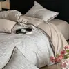 Conjunto luxuoso e de alta qualidade de quatro peças em algodão escovado, roupa de cama Classe A 100% algodão de fibra longa, capa de edredom de algodão puro, lençol e lençol com elástico