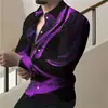 Camisa de Hombre Transfronteriza 2026 Moda Retro Textura Callejera Impresión 3D Camisa Casual Manga Larga Cuello Campana