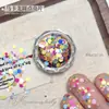 Lentejuelas Mosaico de Lunares de Macarrón Iridiscentes para Uñas, Lunares Redondos Láser Coloridos, Tamaños Mixtos, Decoraciones Versátiles para Uñas