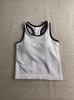 Top Popular de Verano de Hilo Tejido con Almohadilla en el Pecho, Estilo sin Mangas, Forma de I, Color Contrastante, Cuello en U para Mujer