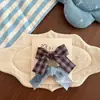 Nuevo Pinza para el Cabello de Cuadros Azules con Lazo Otoño e Invierno Dulce Corazón Pinza Bb Pinza para el Flequillo de Cuadros Retro Accesorios para el Cabello