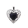 Colgante de Piedra Natural Cristal Vintage Transfronterizo, Colgante de Corazón Incrustado Collar Hueco DIY, Accesorios de Joyería de Lujo Ligero