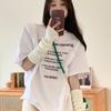 Camiseta Blanca de Manga Corta con Cuello Redondo de Moda para Mujer, Nuevo Estilo Primavera Temprana 2026, Corte Holgado, Talla Petite, Top Base