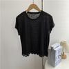 Estilo Francés Manga Feifei Seda de Hielo Corto Encaje Manga Corta Camiseta Top Delgado Suelto Adelgazante Elegante Combinable Verano Nuevo Estilo