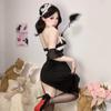 Camisón Sexy de Encaje Puro Sin Espalda Lencería Sexy Abertura Lateral Tentación Uniforme de Chica de Discoteca Traje Que No Necesita Quitarse 2920