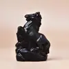 Obsidiana natural pedra bruta polida doze zodíaco rato boi tigre coelho dragão cobra cavalo ovelha macaco galinha cachorro porco ornamentos decorativos