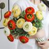 Simulación de flores de tela, flor Lulian flocada, peonía con brote, adornos florales falsos individuales para sala de estar de alta gama, fabricantes al por mayor