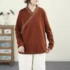 Camiseta de Manga Larga Bordada Vintage Nueva Estilo Chino Otoño e Invierno Nuevo Estilo Nacional Cuello en V Ropa Interior Base China