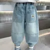 Jeans de Primavera para Niños Estilo Coreano Pantalones Rectos Elegantes 2026 Primavera y Otoño Nuevos Pantalones Cargo de Pierna Ancha para Niños