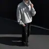 Moletom Americano com Meio Zíper e Gola Alta Masculino Pesado Modelagem Boxy Marca de Moda Retro Sensação de Alto Padrão Perfil Elegante Jaqueta Casual