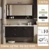 Conjunto de Gabinete de Banheiro Cor de Creme Estilo Francês com Cuba Cerâmica Integrada, Lavatório e Gabinete de Bancada