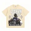 Stejwell James James Retro Americano Impressão por Injeção Direta Solta Ombro Caído Algodão Puro Manga Curta Camiseta Masculina